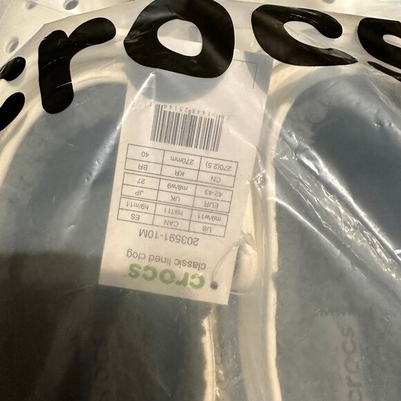 NEW Crocs Unisex Classic Lined Clog White M9 / W11 Eur 42-43 main image 3